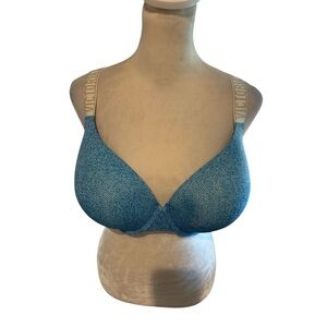 Victoria Secret Denim Like Blue & Gold Bra Excellent Condition. Size 38DDD